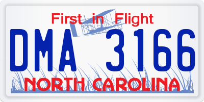 NC license plate DMA3166