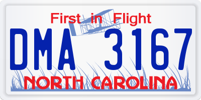 NC license plate DMA3167