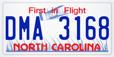 NC license plate DMA3168
