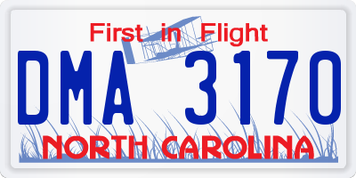 NC license plate DMA3170