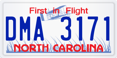 NC license plate DMA3171