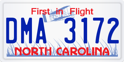 NC license plate DMA3172