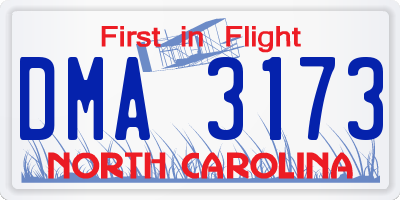NC license plate DMA3173