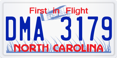 NC license plate DMA3179