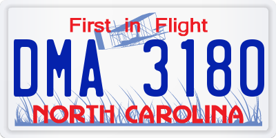 NC license plate DMA3180