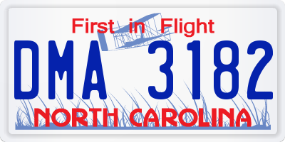 NC license plate DMA3182