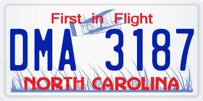 NC license plate DMA3187