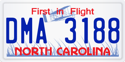 NC license plate DMA3188