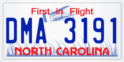 NC license plate DMA3191