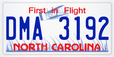 NC license plate DMA3192
