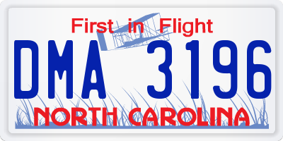 NC license plate DMA3196