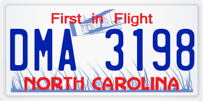NC license plate DMA3198