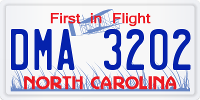 NC license plate DMA3202