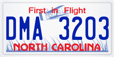 NC license plate DMA3203