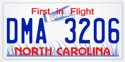NC license plate DMA3206