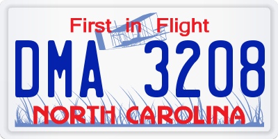 NC license plate DMA3208