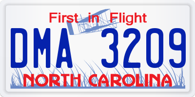 NC license plate DMA3209