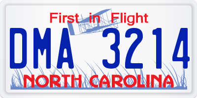 NC license plate DMA3214