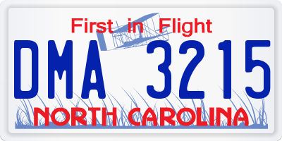 NC license plate DMA3215