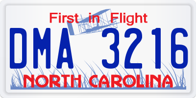 NC license plate DMA3216