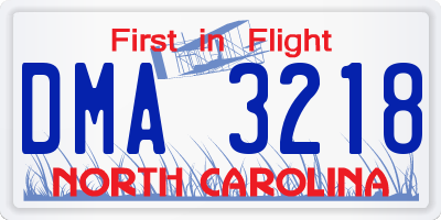 NC license plate DMA3218