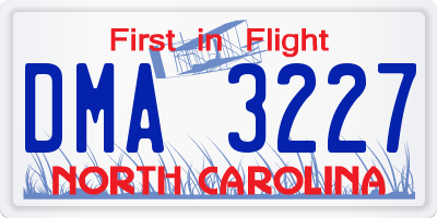 NC license plate DMA3227