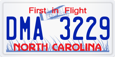 NC license plate DMA3229