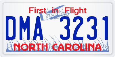 NC license plate DMA3231