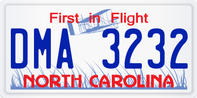 NC license plate DMA3232