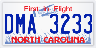 NC license plate DMA3233
