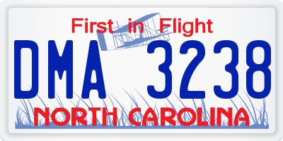 NC license plate DMA3238
