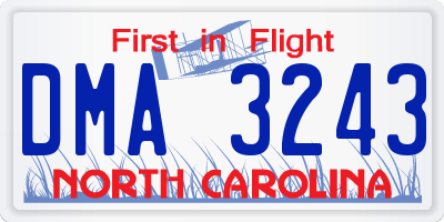 NC license plate DMA3243