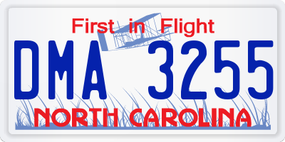 NC license plate DMA3255