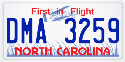 NC license plate DMA3259