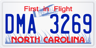 NC license plate DMA3269