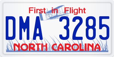 NC license plate DMA3285