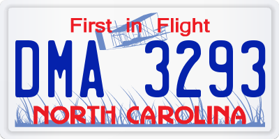 NC license plate DMA3293