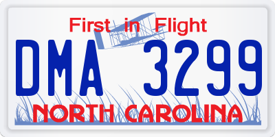 NC license plate DMA3299