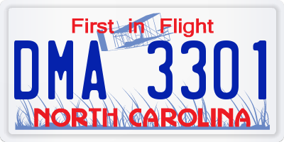 NC license plate DMA3301