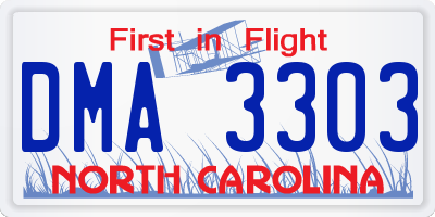 NC license plate DMA3303