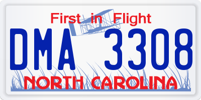 NC license plate DMA3308