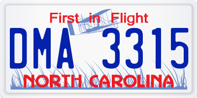 NC license plate DMA3315