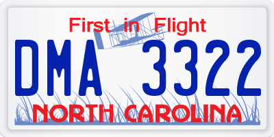 NC license plate DMA3322