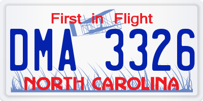 NC license plate DMA3326
