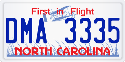 NC license plate DMA3335