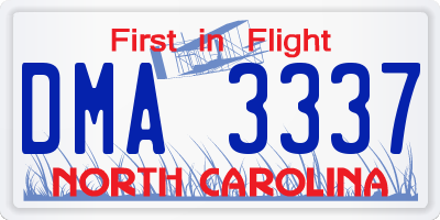 NC license plate DMA3337
