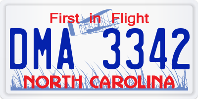 NC license plate DMA3342