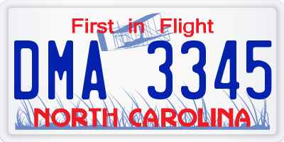 NC license plate DMA3345
