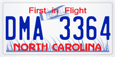 NC license plate DMA3364