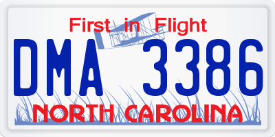 NC license plate DMA3386